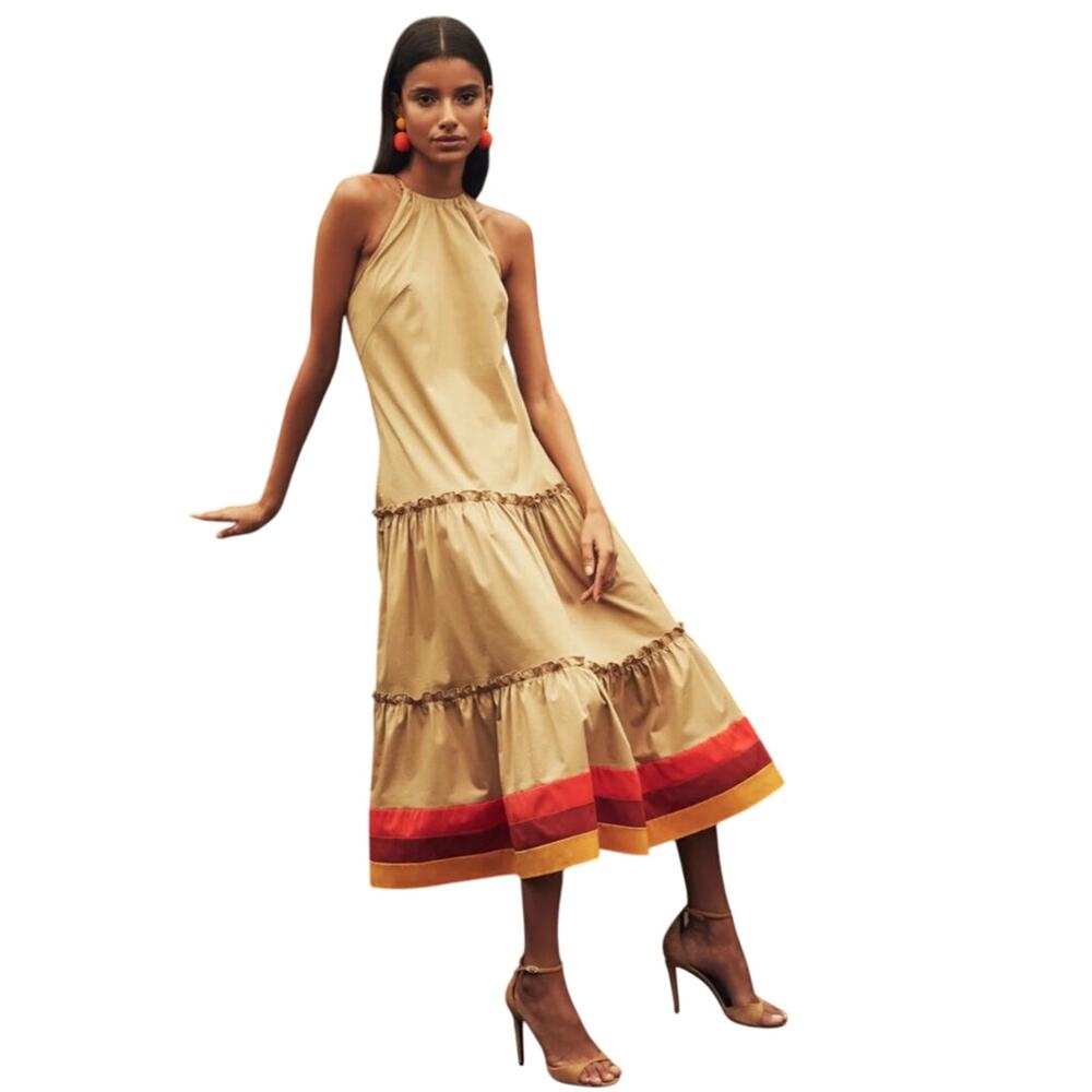 Sachin & Babi Medium Halter Tiered Midi Dress Featured in Vogue